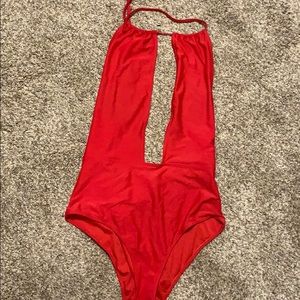 Sexy Red Open back one piece swimsuit